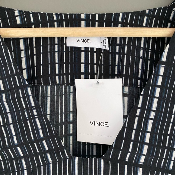 NWT VINCE Interlace Print Silk V-Neck Caftan Dress, Womens Large - Picture 11 of 13